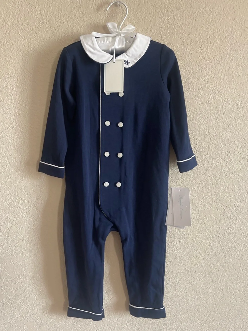 Baby Ralph Lauren Boy's Double Breasted Embroidered Coverall 18M